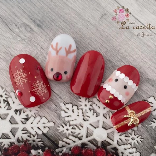 Christmas Nail Arts Ideas 2021 Festive Red Reindeer