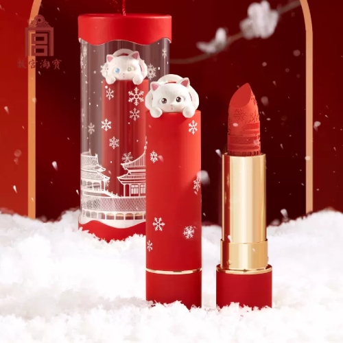 palace museum christmas cat lipstick with snow